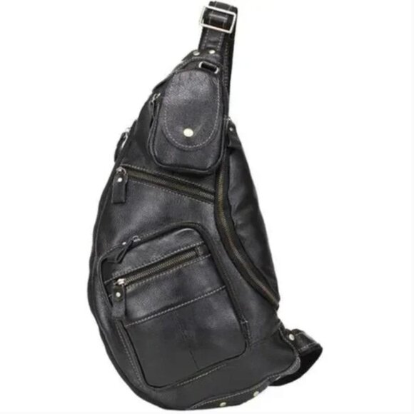 Leather Sling Bag Crossbody Backpack